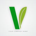 Ayurveda , environment or organic logo letter v