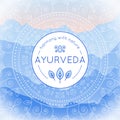 Ayurveda poster with mountains landscape