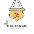 Ayurveda shirodhara treatment logo, vector illustration.