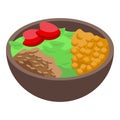 Ayurvedic diet beans icon isometric vector. Medicine food