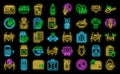 Ayurvedic diet icons set vector neon
