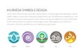 Ayurvedic elements water, fire, air, earth and ether icons isolated on white Royalty Free Stock Photo