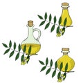 Ayurvedic herbs neem with oil bottles, jug