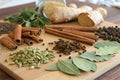 Ayurvedic kadha ingredients scattered neatly Royalty Free Stock Photo