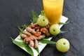 Ayurvedic medicine turmeric drink, Amla, Neem leaf Kerala Royalty Free Stock Photo