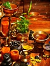 Ayurvedic spa massage still life Royalty Free Stock Photo