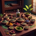 Ayurvedic Treasures: Traditional Indian Medicine Display Royalty Free Stock Photo