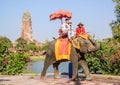 AYUTHAYA THAILAND-JANUARY 2 : tourist riding on elephant back pa