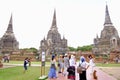AYUTHAYA, THAILAND - OCTOBER 07,2019 : A beautiful view of an ancient temple at Wat Phra Sri Sanphet in AYUTTHAYA historical park