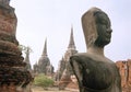 Ayuthaya weathered buddha temple thailand Royalty Free Stock Photo