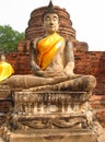 Ayutthaya ancient city ruins in Thailand, Buddha statue Royalty Free Stock Photo