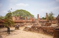 Ayutthaya temple ruins, Wat Maha That Ayutthaya as a world heritage site, Thailand. Royalty Free Stock Photo