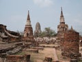 Ayutthaya temple ruins, Wat Maha That Ayutthaya as a world heritage site, Thailand. Royalty Free Stock Photo