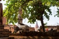 Ayutthaya , Thailand - April 15, 2016 : Tourist travel a archaeological site at Wat Mahathat temple Royalty Free Stock Photo
