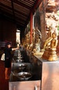 Ayutthaya, Thailand - April 29, 2014. Woman in the Buddhist temple lights a lighter as an offering