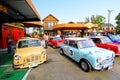 Many colorful Old classic Mini cooper car parked at meeting point - Transportation, Colorful vehicle and Small car concept Royalty Free Stock Photo
