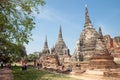 AYUTTHAYA, THAILAND - December 25, 2018 : Wat phrasrisanphet is Thailand`s famous historical place. Three pagodas Royalty Free Stock Photo