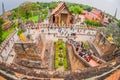 AYUTTHAYA, THAILAND, FEBRUARY, 08, 2018: Beautiful landscape with unidentified people walking at Wat Chaiwatthanaram