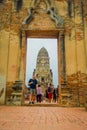 AYUTTHAYA, THAILAND, FEBRUARY, 08, 2018: Unidentified people walking at the central pagoda of wat Ratchaburana during