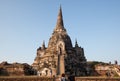 Ayutthaya, Thailand - January 1, 2018: Wat Phra Si Sanphet three pagoda - Many people taking photo . Sacred place .