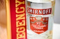 Smirnoff vodka, a brand of vodka produced by the British company Diageo Royalty Free Stock Photo