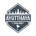 Ayutthaya Thailand Travel Stamp Icon Skyline City Design Tourism Badge. Royalty Free Stock Photo