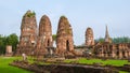 Ayutthaya, Thailand at Wat Mahathat, Temple stupa in the morningvisiting Ayyuthaya Thailand Royalty Free Stock Photo