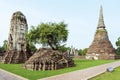 Ayutthaya, Thailand at Wat Mahathat, Temple stupa in the morningvisiting Ayyuthaya Thailand Royalty Free Stock Photo