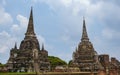 Ayutthaya, Thailand at Wat Phra Si Sanphet, couple men and women with a hat visiting Ayyuthaya Thailand Royalty Free Stock Photo