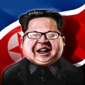 Ayvalik, Turkey - December 2017: Kim Jong-un cartoon portrait wi