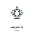 Ayyavazhi outline vector icon. Thin line black ayyavazhi icon, flat vector simple element illustration from editable religion