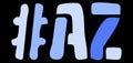 AZ Hashtag. Isolate curves doodle letters. Blue colors. Hashtag #AZ is abbreviation for the US American Arizona