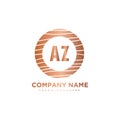 AZ Initial Letter circle wood logo template vector