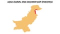 Azad Jammu and Kashmir map highlighted on Pakistan map. Azad Jammu and Kashmir map on Pakistan