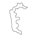 Azad Kashmir map of black contour curves on white background of