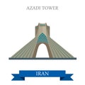 Azadi Tower in Tehran Iran vector flat attraction landmarks