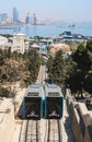 Azadlig avenue, Baku city, Azerbaijan - on 9 April, 2017. City panorama of the hotel building `Hilton`