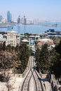 Azadlig avenue, Baku city, Azerbaijan - on 9 April, 2017. City panorama of the hotel building `Hilton`