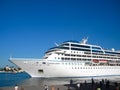 Azamara Quest, tourist liner in the port. Big tourist ship.