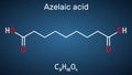 Azelaic acid, AzA, nonanedioic acid molecule. It is saturated dicarboxylic acid, is effective against a number of skin Royalty Free Stock Photo