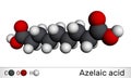 Azelaic acid, AzA, nonanedioic acid molecule. It is saturated dicarboxylic acid, is effective against a number of skin Royalty Free Stock Photo