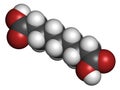 Azelaic acid (nonanedioic acid) molecule. Used in treatment of acne and rosacea. Atoms are represented as spheres with Royalty Free Stock Photo