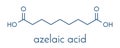 Azelaic acid nonanedioic acid molecule. Used in treatment of acne and rosacea. Skeletal formula. Royalty Free Stock Photo