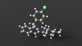 azelastine molecular structure, antiallergic agents, ball and stick 3d model, structural chemical formula with colored atoms