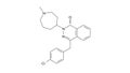 azelastine molecule, structural chemical formula, ball-and-stick model, isolated image antiallergic agents