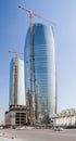 Azerbaijan, Baku- April 15, 2017; beautiful, high-rise, elegant buildings standing on a high mountain. R eflection of the city a n Royalty Free Stock Photo