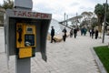 Azerbaijan, Baku - Nowember 2009: Payphone on the street of Baku. Azerbaijan, Baku.