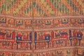The part of azerbaijan handmade carpet . Azerbaijan s national carpets ornament handmade painted background closeup . The part of