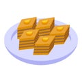 Azerbaijan cake icon isometric vector. Food honey