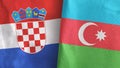 Azerbaijan and Croatia two flags textile cloth 3D rendering